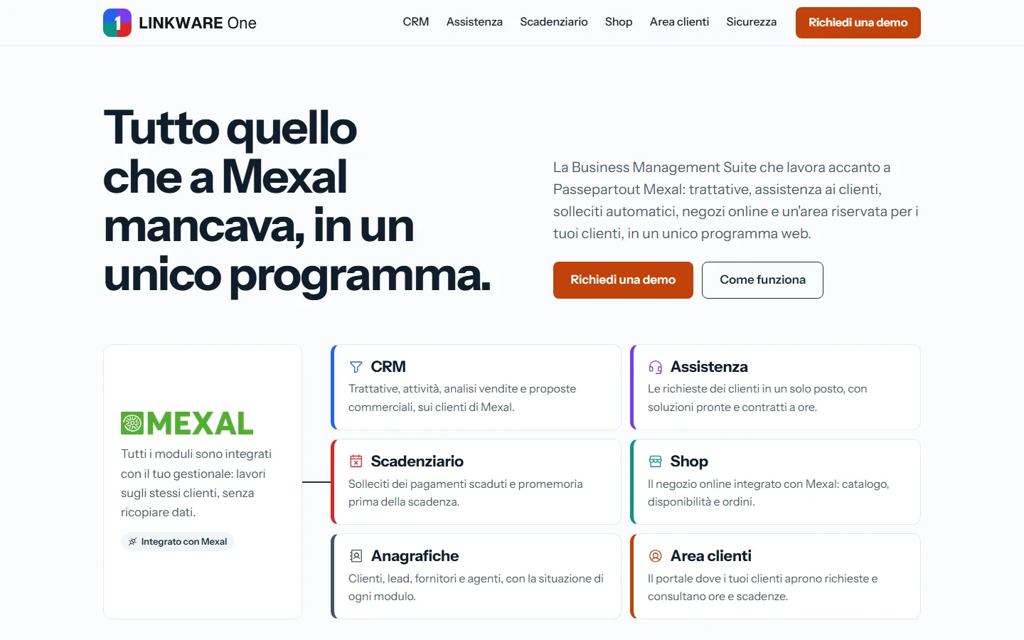 Home page del sito LINKWARE One